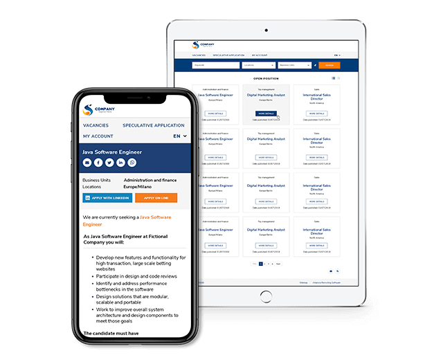 template career site Altamira su mobile